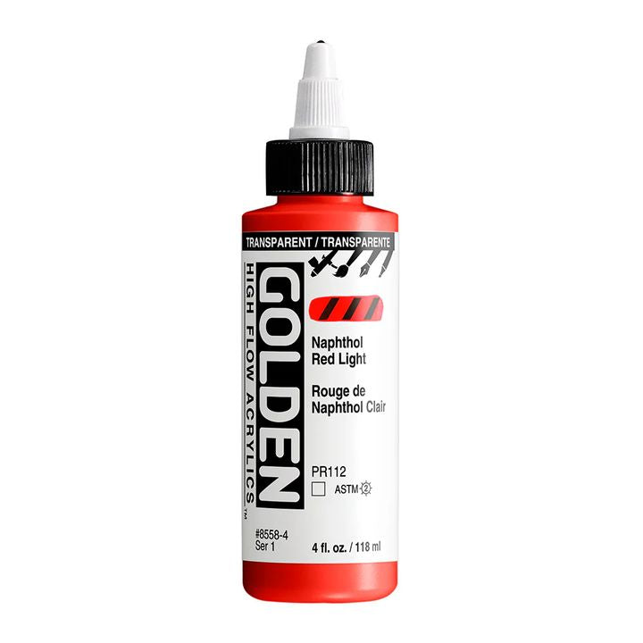 Акрилна боя GOLDEN High Flow 118 ml – 8558 Прозрачен нафтол червена светлина