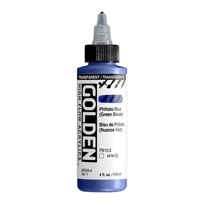 Акрилна боя GOLDEN High Flow 118 ml – 8559 Прозрачен фаток. Синьо (зелен нюанс)