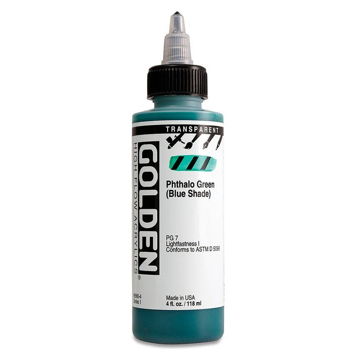 Акрилна боя GOLDEN High Flow 118 ml – 8560 Прозрачен фаток. Зелено (син нюанс)