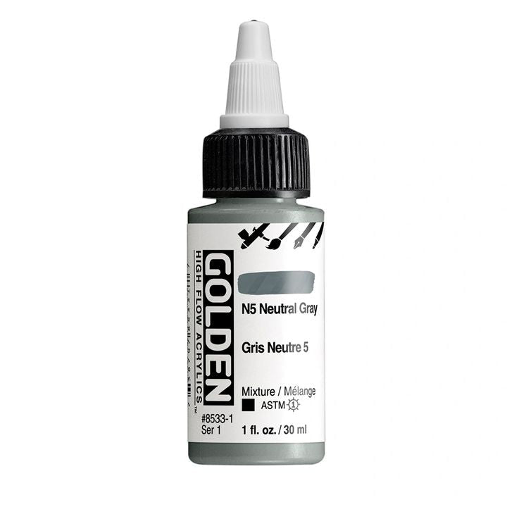 Акрилна боя GOLDEN High Flow 30 ml – 8533 N5 Неутрално сиво