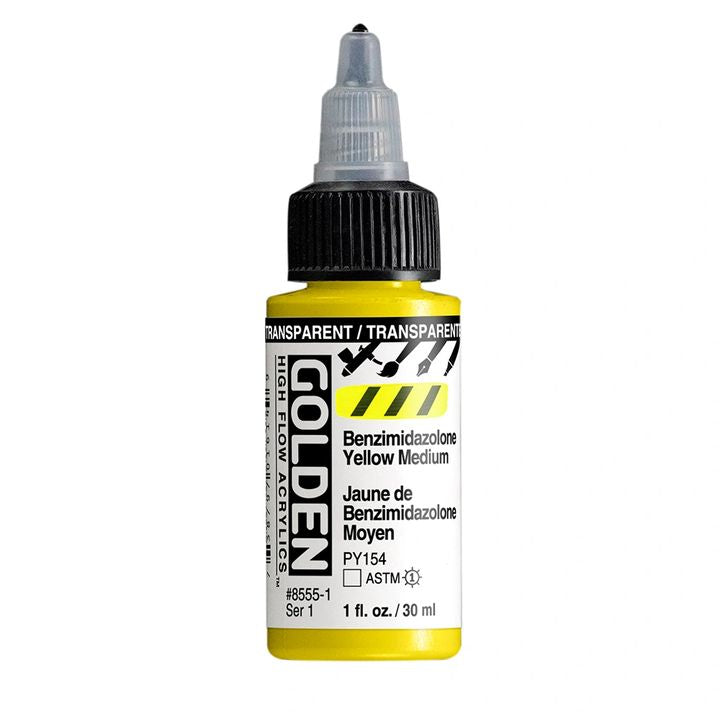 Акрилна боя GOLDEN High Flow 30 ml – 8555 Прозрачен бензимидазолонов жълт среден