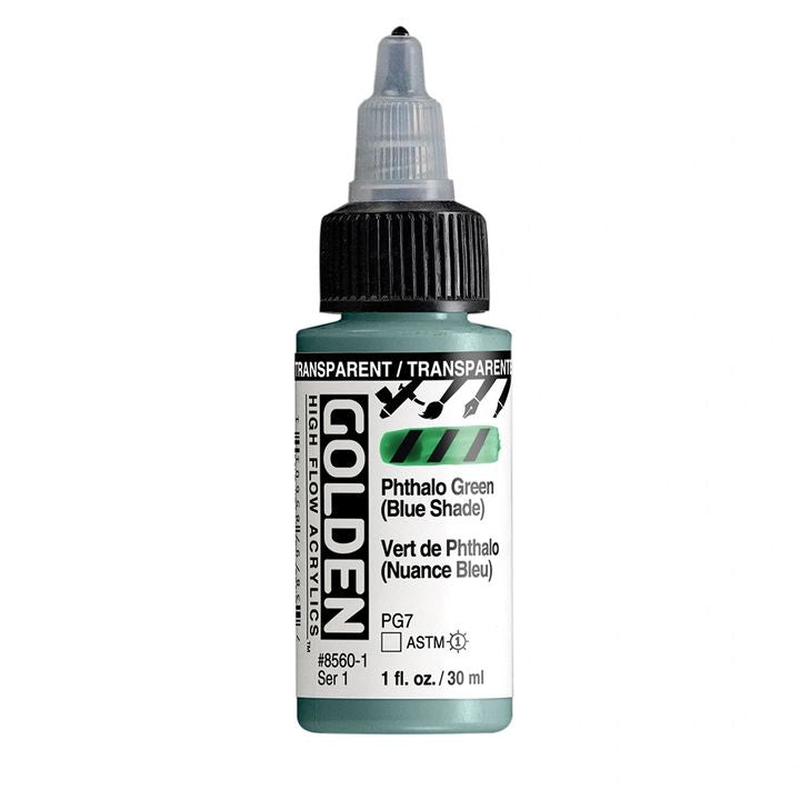 Акрилна боя GOLDEN High Flow 30 ml – 8560 Прозрачен фаток. Зелено (син нюанс)