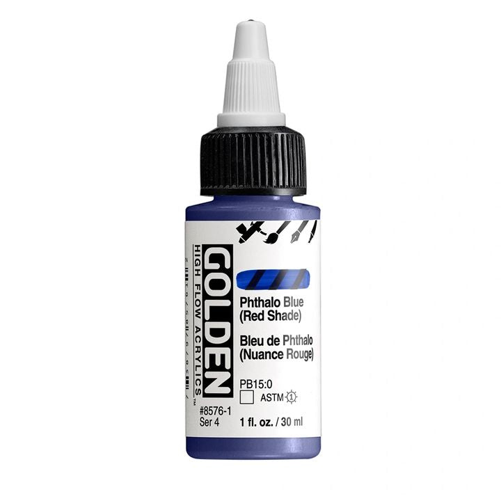 Акрилна боя GOLDEN High Flow 30 ml – 8576 Фталоцианиново синьо (червен нюанс)