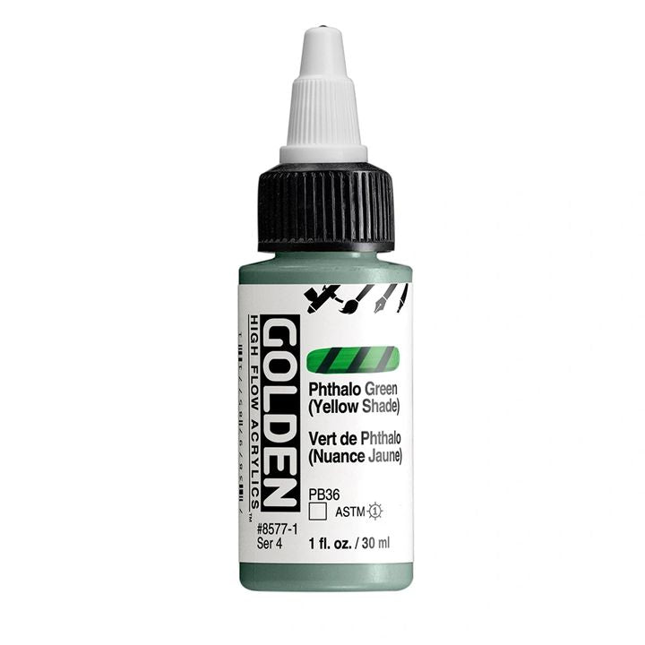 Акрилна боя GOLDEN High Flow 30 ml – 8577 Фталоцианиново зелено (жълт нюанс)