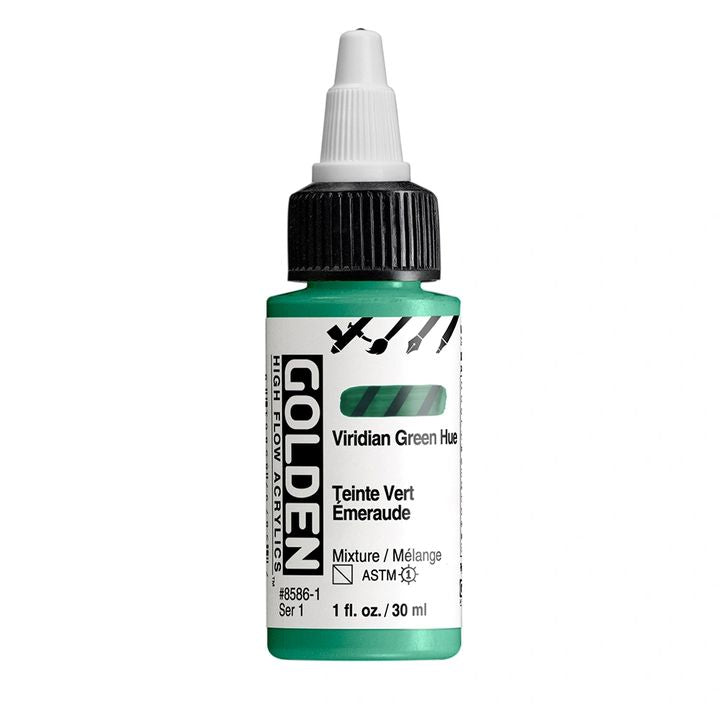 Акрилна боя GOLDEN High Flow 30 ml – 8586 Виридиан зелен оттенък