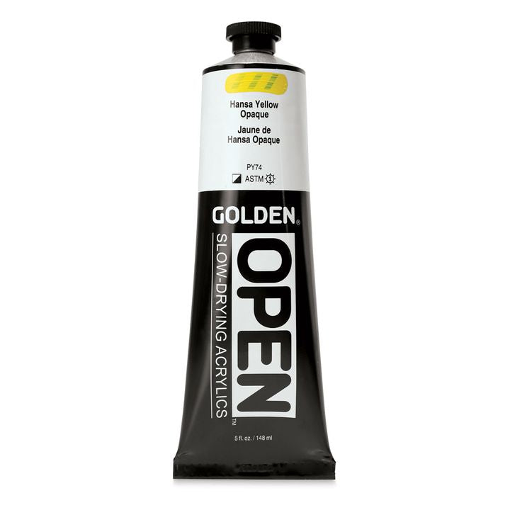 GOLDEN OPEN Бавносъхнеща акрилна боя 148 ml – 7191 Жълт капак Hansa