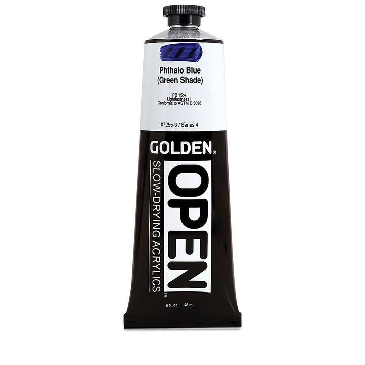 GOLDEN OPEN Бавносъхнеща акрилна боя 148 ml – 7255 Фталоцианиново синьо (зелен нюанс)