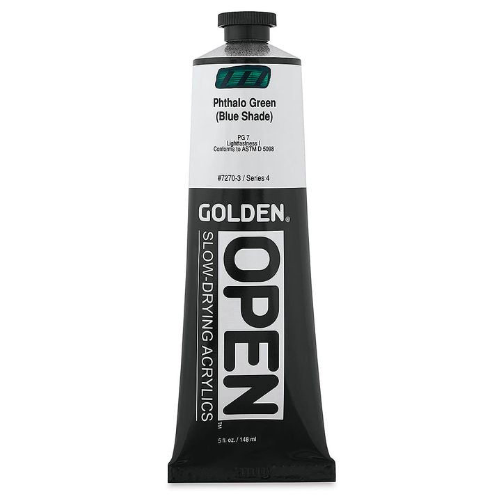 GOLDEN OPEN Бавносъхнеща акрилна боя 148 ml – 7270 Фталоцианиново зелено (син нюанс)