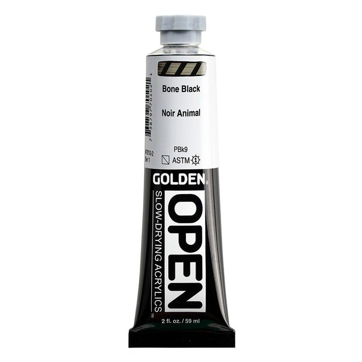 Бавносъхнеща акрилна боя GOLDEN OPEN 59 ml – 7010 Костно черно