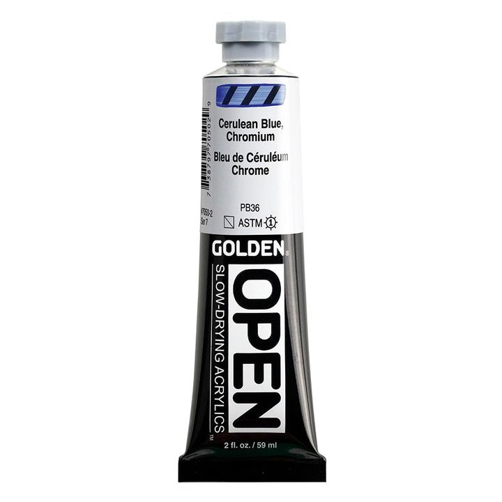Бавносъхнеща акрилна боя GOLDEN OPEN 59 ml – 7050 Cerulean Blue Chrome