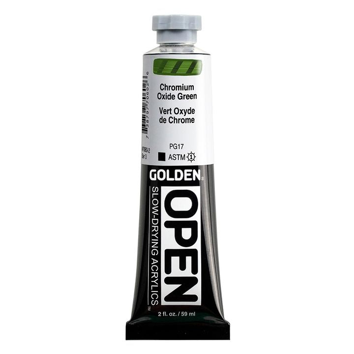 Бавносъхнеща акрилна боя GOLDEN OPEN 59 ml – 7060 Зелен хром оксид