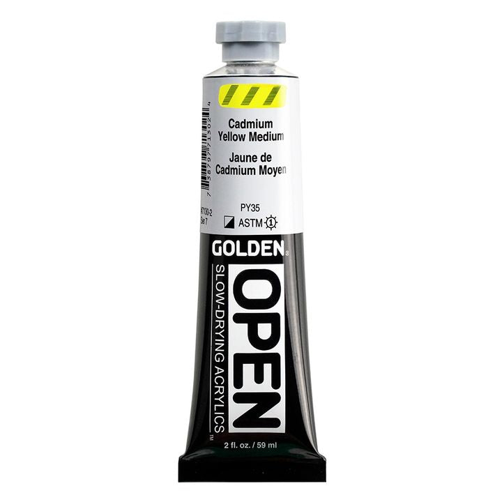 Бавносъхнеща акрилна боя GOLDEN OPEN 59 ml – 7130 Кадмиево жълто средно