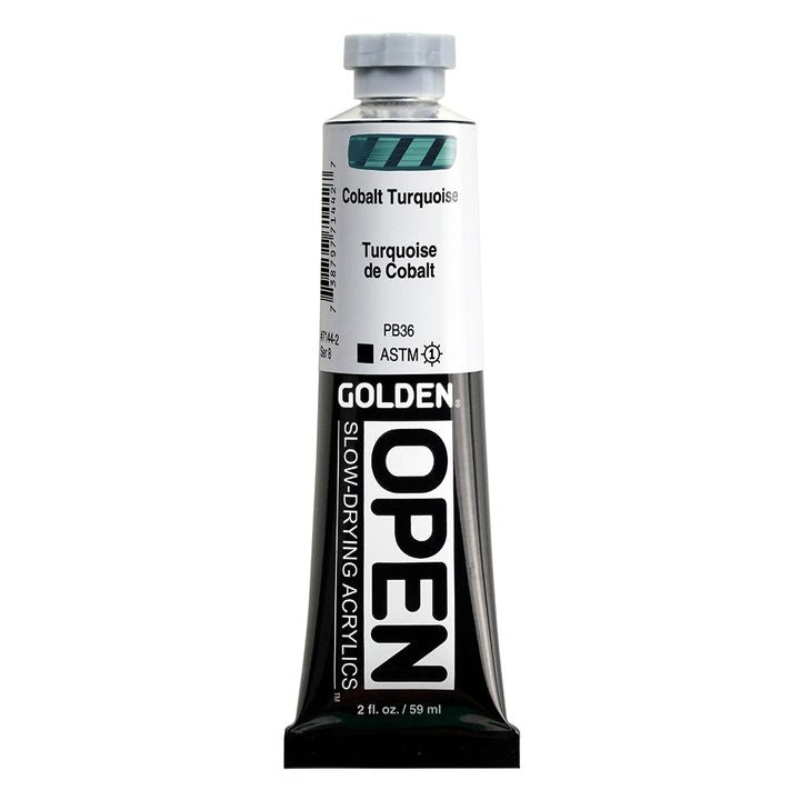 Бавносъхнеща акрилна боя GOLDEN OPEN 59 ml – 7144 Кобалтов тюркоаз