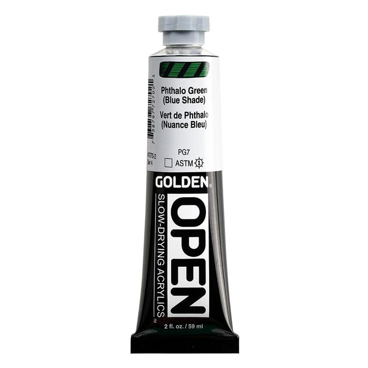 Бавносъхнеща акрилна боя GOLDEN OPEN 59 ml – 7270 Фталоцианиново зелено (син нюанс)