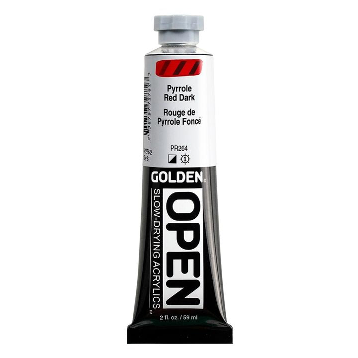 Бавносъхнеща акрилна боя GOLDEN OPEN 59 ml – 7278 Пирол червено тъмно