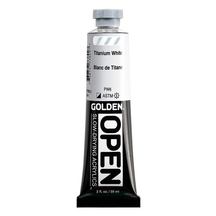 Бавносъхнеща акрилна боя GOLDEN OPEN 59 ml – 7380 Титаново бяло