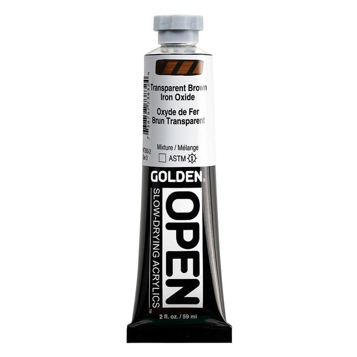 Бавносъхнеща акрилна боя GOLDEN OPEN 59 ml – 7383 Прозрачен кафяв железен оксид