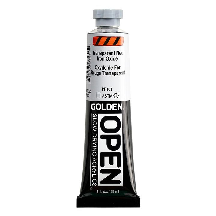 Бавносъхнеща акрилна боя GOLDEN OPEN 59 ml – 7385 Прозрачен червен железен оксид