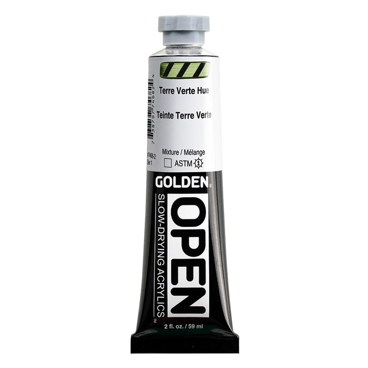 Бавносъхнеща акрилна боя GOLDEN OPEN 59 ml – 7468 Земен зелен нюанс
