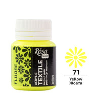 ROSA TALENT Флуоресцентна акрилна боя за текстил 20 ml – Жълт