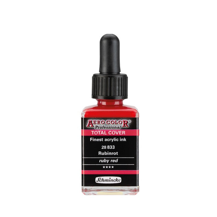 Акрилно мастило Schmincke AERO COLOR Professional Total Cover 28 ml – 833 ruby červená