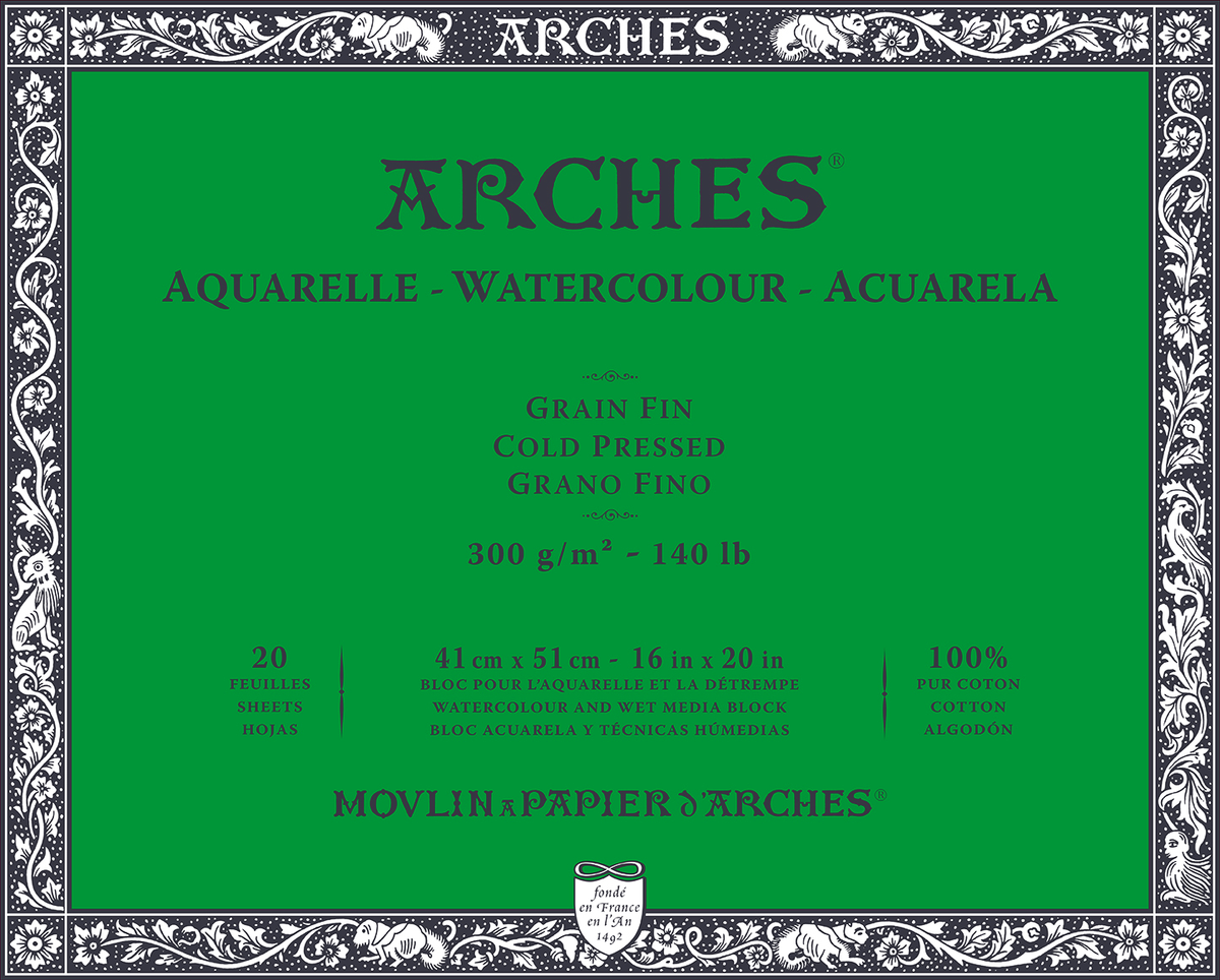 Акварелен блок ARCHES CP естествено бял 300 g/m² – 20 листа