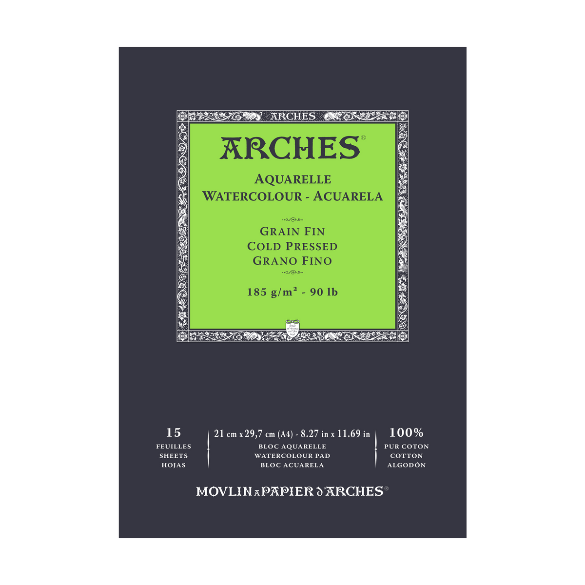 Акварелен блок ARCHES фин релеф естествено бял 185 g/m2 A4 - 15 листа