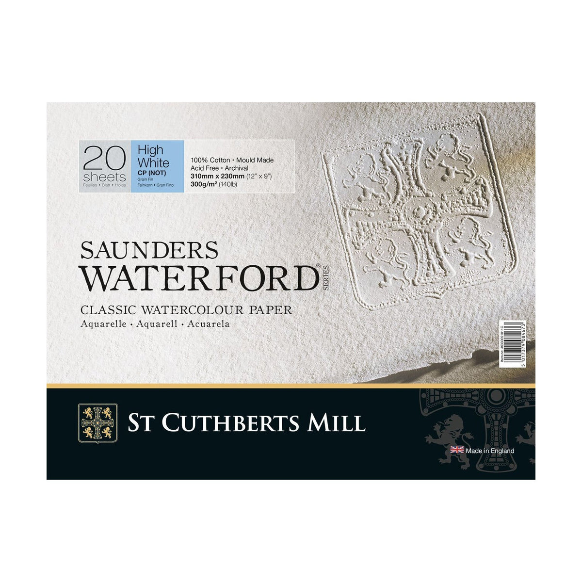 Акварелен блок CANSON St Cuthberts Saunders фин релеф 300 g/m² 31 x 41 cm - 20 листа