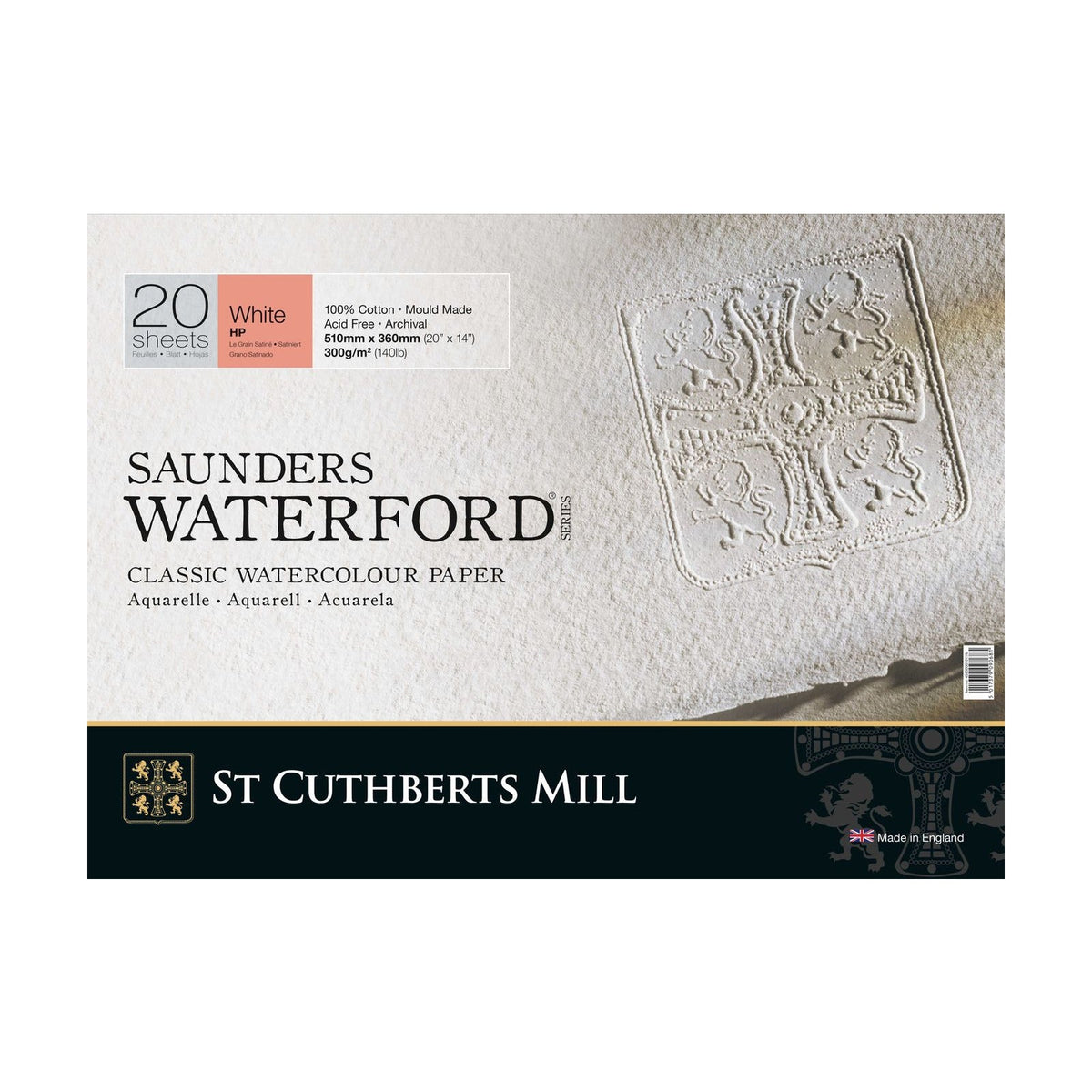 Акварелен блок CANSON St Cuthberts Saunders HP 300 g/m² 20 листа – 26 x 51 cm