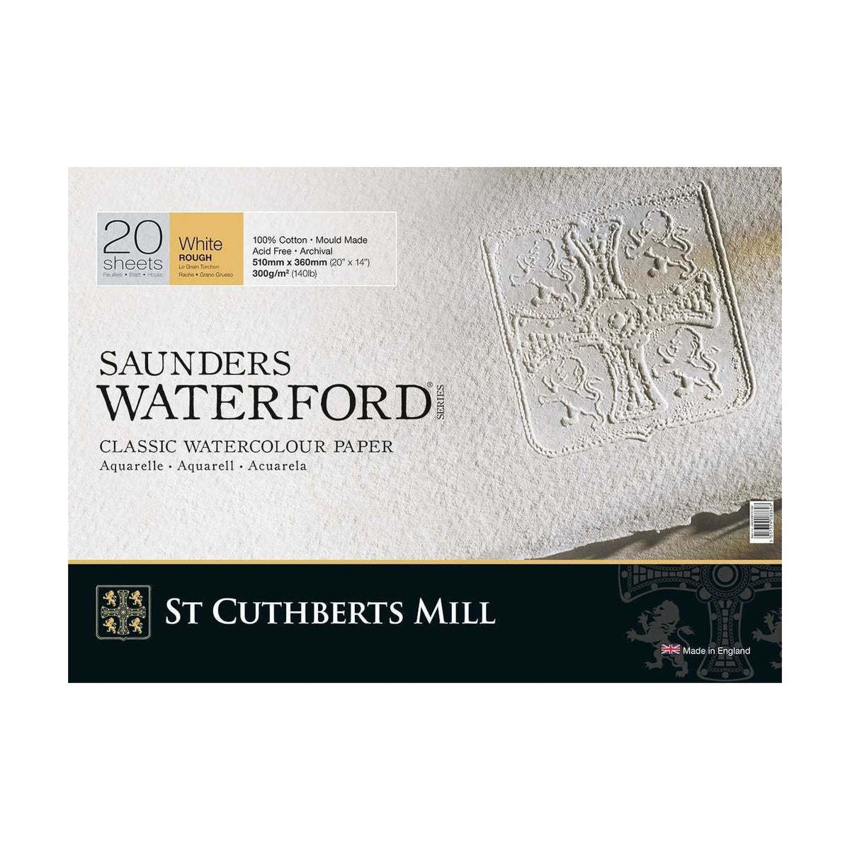 Акварелен блок CANSON St Cuthberts Saunders Waterford Rough 300 g/m² 26 – 51 cm - 20 листа