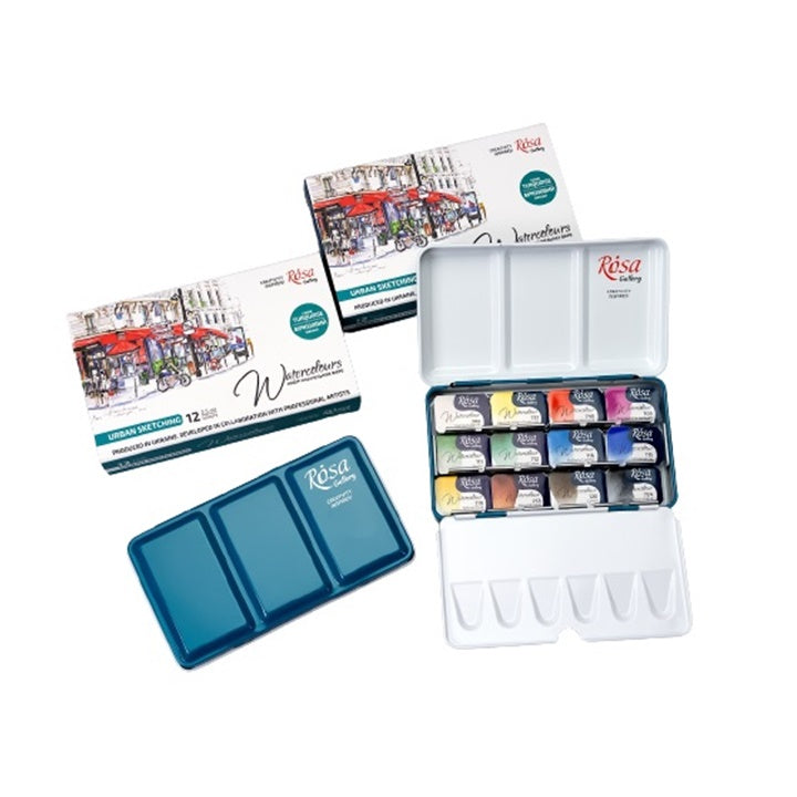 Акварелни бои Rosa Gallery - комплект Urban Sketching 12 x 2,5 ml — изображение 3
