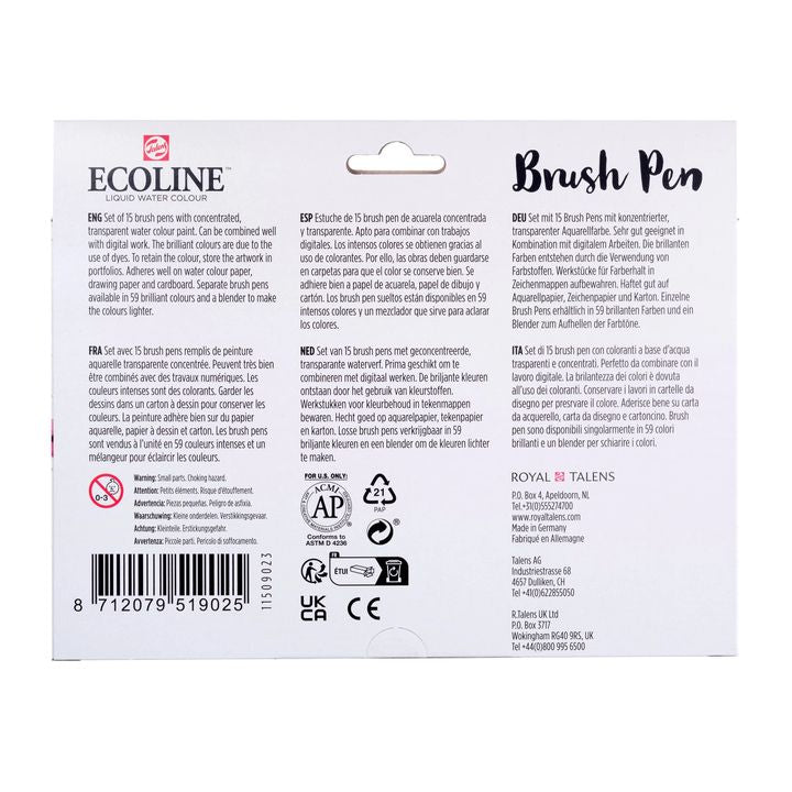 Акварелни писалки ECOLINE BRUSH PEN 15 бр. — изображение 5