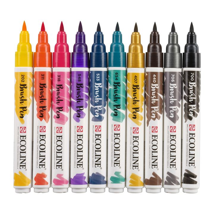 Акварелни писалки Ecoline Brush Pen Dark — изображение 3
