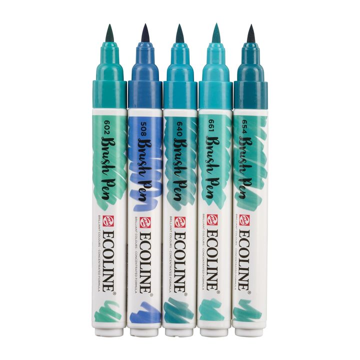 Акварелни писалки Ecoline Brush Pen Green Blue — изображение 3