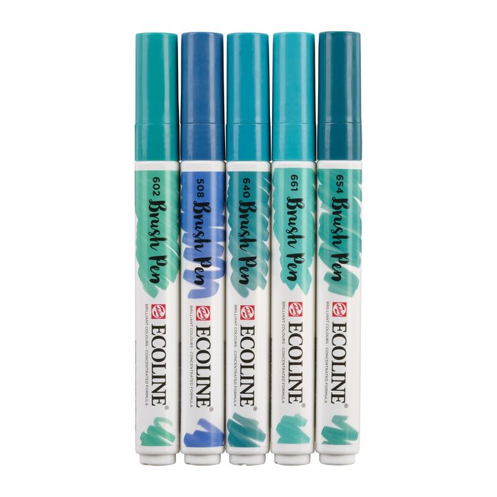Акварелни писалки Ecoline Brush Pen Green Blue — изображение 5