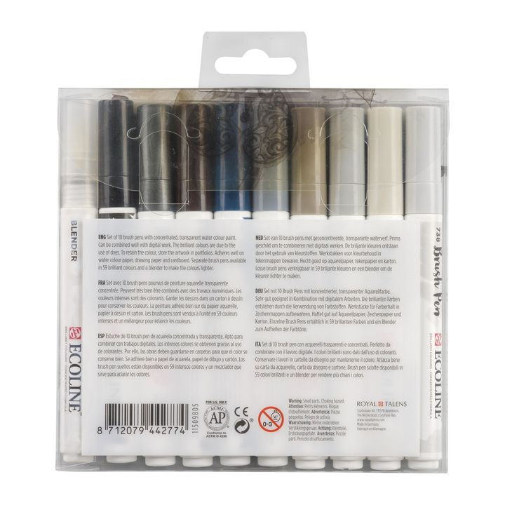 Акварелни писалки Ecoline Brush Pen Greys — изображение 2