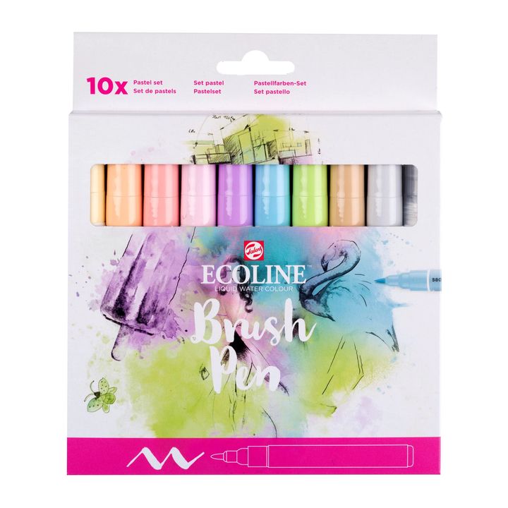 Акварелни писалки ECOLINE BRUSH PEN пастел 10 бр. — изображение 1