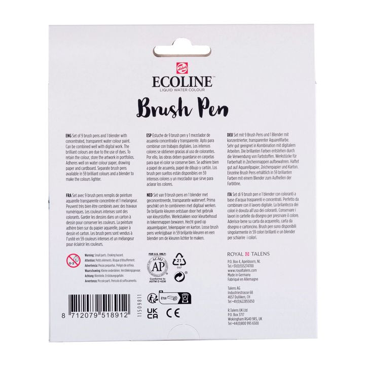 Акварелни писалки ECOLINE BRUSH PEN пастел 10 бр. — изображение 5