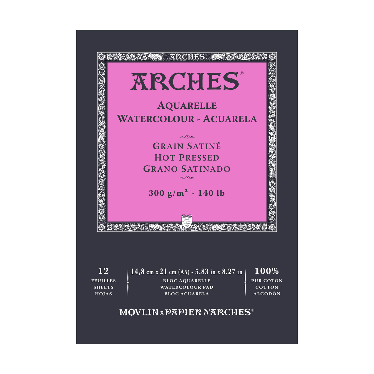 ARCHES акварелен блок гладък HP натурално бял 300 g/m² A5 – A3 - 12 листа
