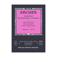 ARCHES акварелен блок гладък HP натурално бял 300 g/m² A5 – A3 - 12 листа