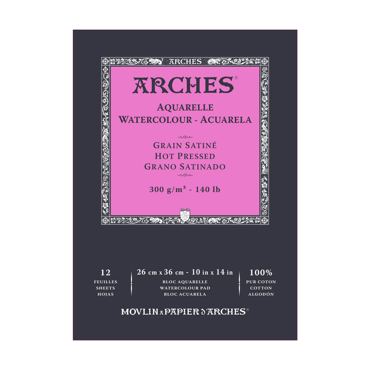ARCHES акварелен блок гладък HP натурално бял 300 g/m² A5 – A3 - 12 листа