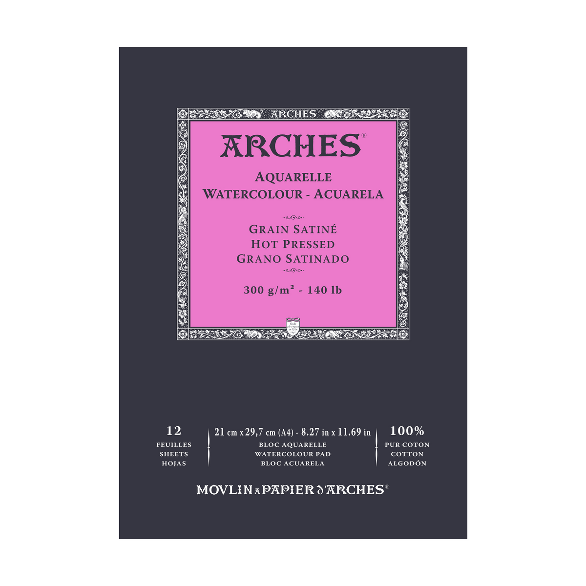 ARCHES акварелен блок гладък HP натурално бял 300 g/m² A5 – A3 - 12 листа