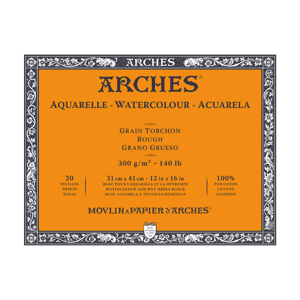 ARCHES акварелен блок Rough натурално бял 300 g/m² 10 – 31 cm - 20 листа