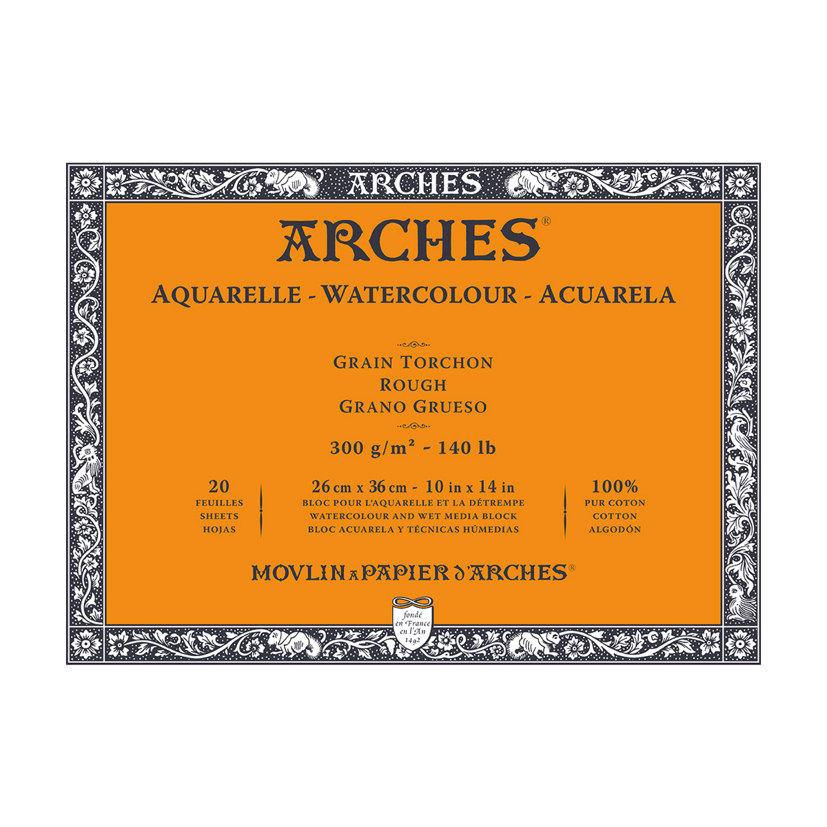 ARCHES акварелен блок Rough натурално бял 300 g/m² 10 – 31 cm - 20 листа