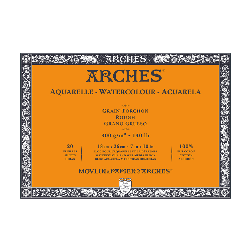 ARCHES акварелен блок Rough натурално бял 300 g/m² 10 – 31 cm - 20 листа