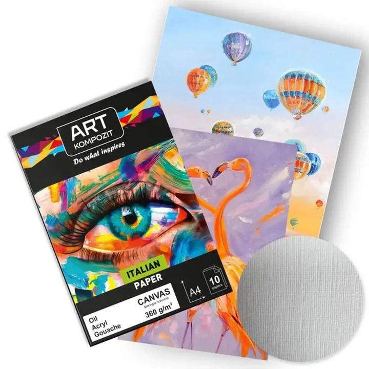 Art Kompozit Блок за хартия с текстура на платно A4 10 листа 360g/m2 — изображение 1