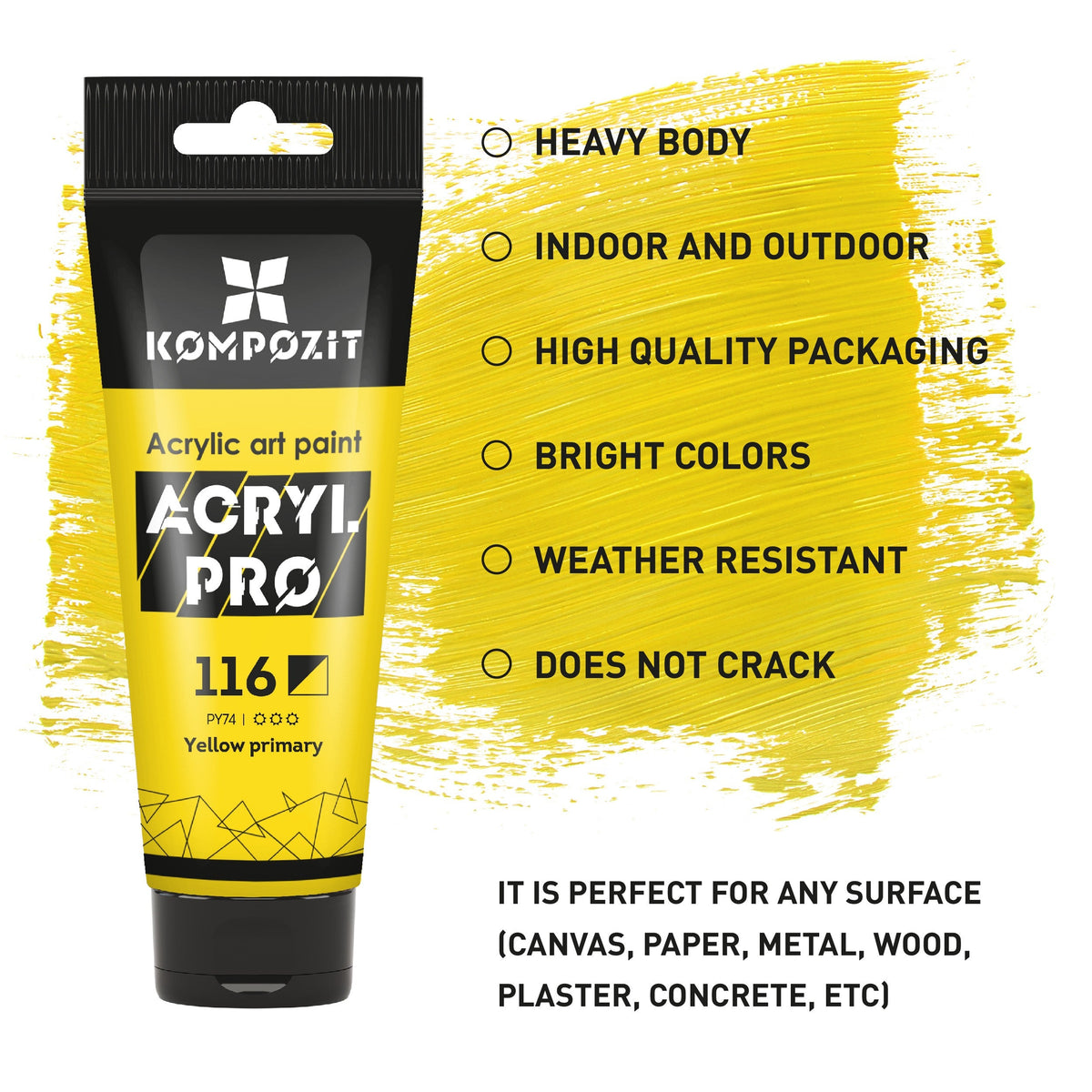 Комплект акрилни бои ACRYL PRO Kompozit в кутия - 42 x 75 ml
