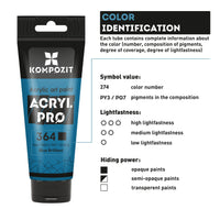 Комплект акрилни бои ACRYL PRO Kompozit в кутия - 42 x 75 ml