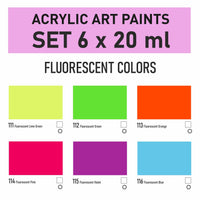 Комплект акрилни бои Kompozit STANDART Fluorescent 6 x 20 ml