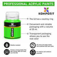 Комплект акрилни бои Kompozit STANDART Fluorescent 6 x 20 ml
